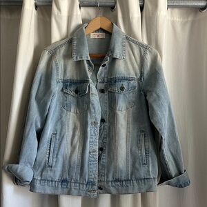 Light Blue Denim Jacket with back floral appliqué